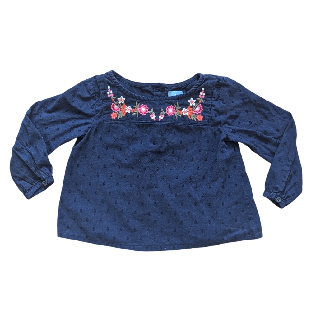 babyGAP Floral Embroidered Navy Blouse - Size 18-24M - Picture 1 of 9